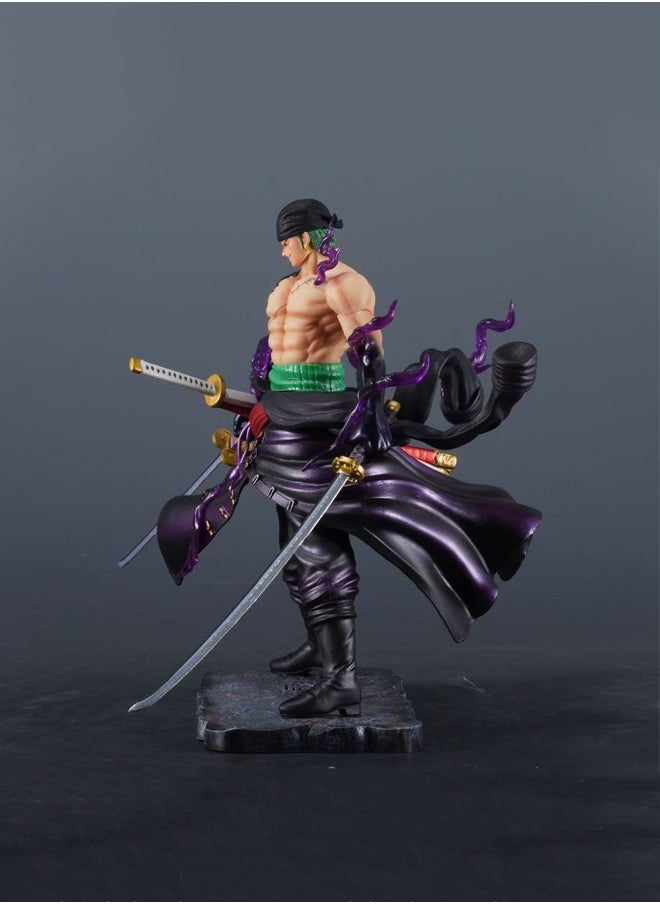One Piece Zoro Action Figure Decorative Resin Sculpture Home Decor Statue, Art Figurine Home Ornament Decoration for Office, Living Room, Bedroom, Book Shelf, TV Cabinet, Desktop