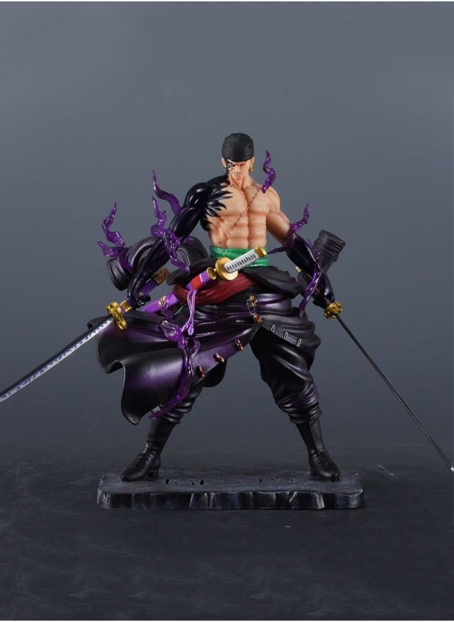 One Piece Zoro Action Figure Decorative Resin Sculpture Home Decor Statue, Art Figurine Home Ornament Decoration for Office, Living Room, Bedroom, Book Shelf, TV Cabinet, Desktop
