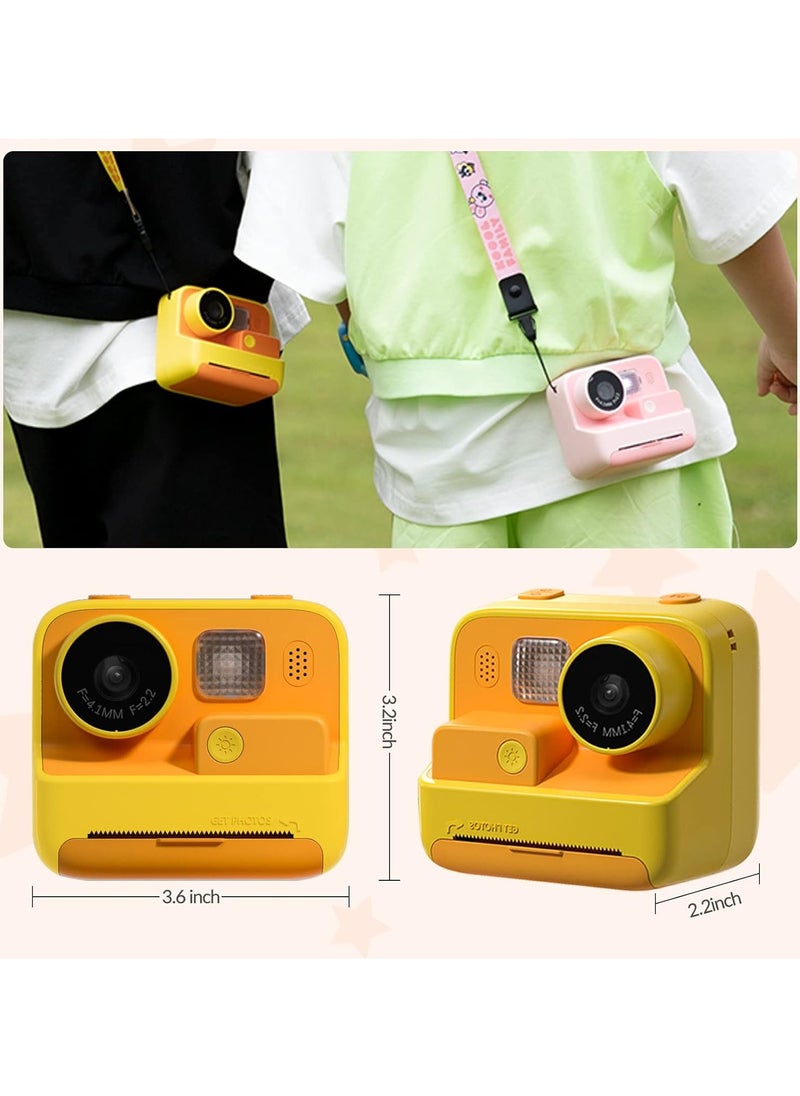 Kids Camera Instant Print, 48MP Digital Camera with Zero Ink, Selfie 1080P Video Camera with 32G TF Card, Toys Gifts for Girls Boys Aged 3-12 for /Birthday/Holiday (Orange)