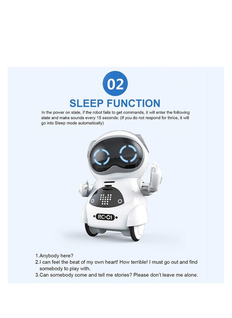Cute Interactive Pocket Robot Pets for Kids - Rechargeable Smart Talking Robots with Voice Recognition, Singing, Dancing, and Storytelling Features. Perfect Mini Robot Companion!