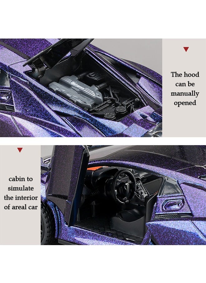 1:32 Lambo Sian FKP3 Alloy Model Car with Light and Sound Pull Back Car Toy for Boys Age 3+ Year Old (Star Light Color)