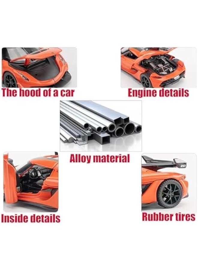 Toy Cars Koenigsegg Jesko Car Toys Model Car 1/32 Die-cast Pull Back Collect Model with Sound and Light Toy Vehicle for 3+Year Old Boys Festival Gift(Orange)