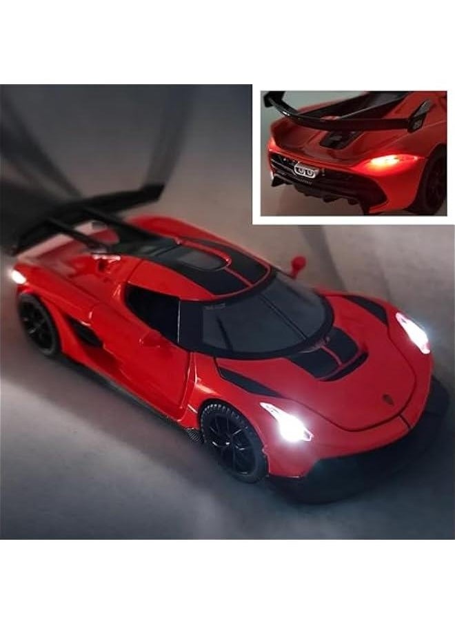 Toy Cars Koenigsegg Jesko Car Toys Model Car 1/32 Die-cast Pull Back Collect Model with Sound and Light Toy Vehicle for 3+Year Old Boys Festival Gift(Orange)