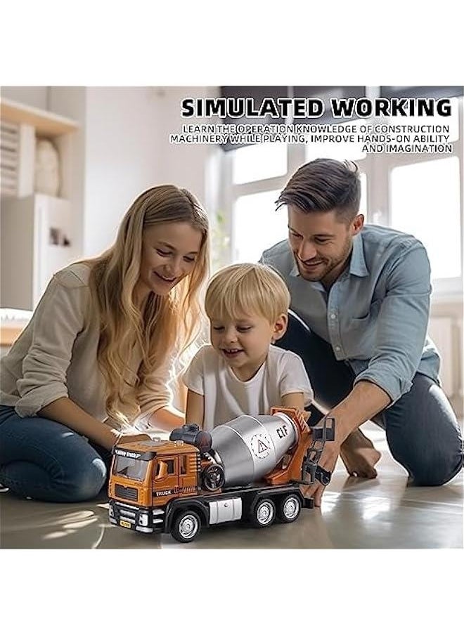 Children Cement Mixer Metal DieCast Construction Toys,Toy Cement Mixer with Simulated Sound and Light,Cement Truck Toys for Boys Model,Suitable for Ages 3 and Up Cement Mixer Toy for Boys