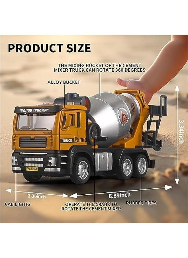 Children Cement Mixer Metal DieCast Construction Toys,Toy Cement Mixer with Simulated Sound and Light,Cement Truck Toys for Boys Model,Suitable for Ages 3 and Up Cement Mixer Toy for Boys