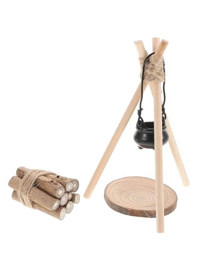 1 Set Dollhouse  Set Statue Decor Dollhouse Mini Firewood Fairy House Pot Mini Fire Pit Accessory Miniature Firewood Dollhouse Camping Accessories Doll House Camping Kits