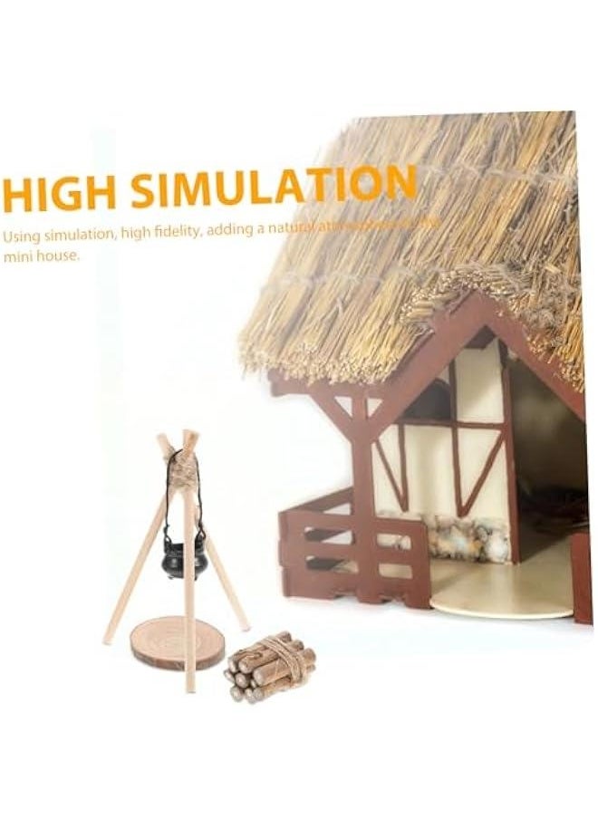 1 Set Dollhouse  Set Statue Decor Dollhouse Mini Firewood Fairy House Pot Mini Fire Pit Accessory Miniature Firewood Dollhouse Camping Accessories Doll House Camping Kits