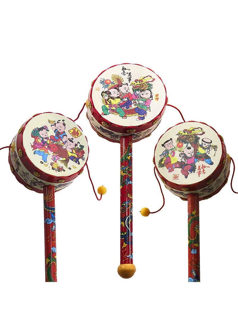 High quality baby hand rattle 19cm environmental protection plastic sound loud loud sound Ping An auspicious drum best seller Ping An rattle 3C genuine (high quality, independent packaging)