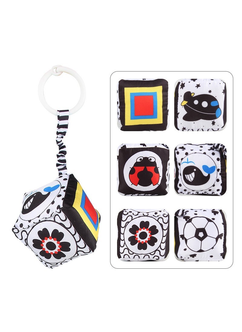Newborn Black  White Crib Cloth Book with Sound D type medium rattle 48G