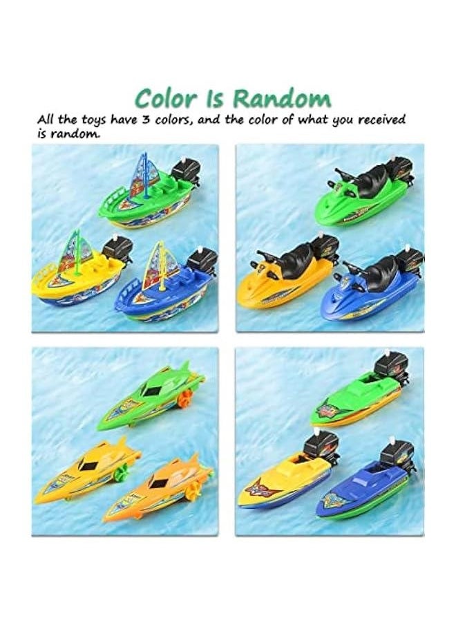 Wind-up Ship Water Toy, Amphibious Yacht Water Toy Bathtub Windup Speed Boat Toy Sailboat Tub Toy Motorboat Jet Ski Boat Toy Sailing Ship Pool Toy (Amphibious Yacht+Speed Boat+Sailing Ship)