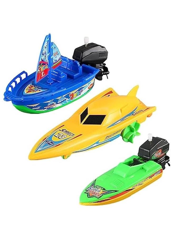 Wind-up Ship Water Toy, Amphibious Yacht Water Toy Bathtub Windup Speed Boat Toy Sailboat Tub Toy Motorboat Jet Ski Boat Toy Sailing Ship Pool Toy (Amphibious Yacht+Speed Boat+Sailing Ship)