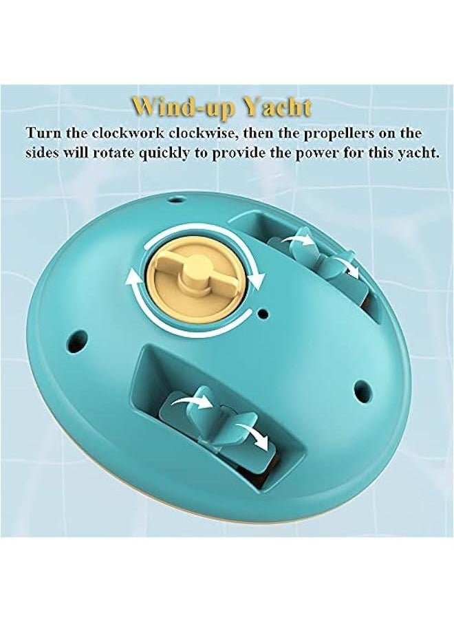 Windup Yacht Bath Toy, Funny Bathtub Speed Boat Toy Clockwork Ski Jet Ship Toy Speedboat Tub Toy Yacht Water Toy for Boys and Girls (2 in 1)