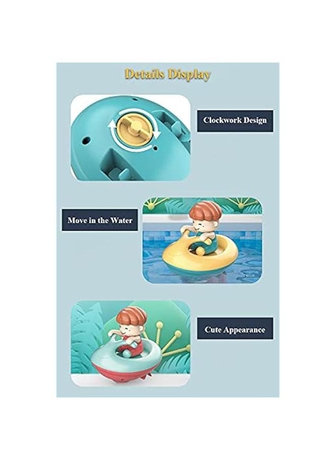 Windup Yacht Bath Toy, Funny Bathtub Speed Boat Toy Clockwork Ski Jet Ship Toy Speedboat Tub Toy Yacht Water Toy for Boys and Girls (2 in 1)