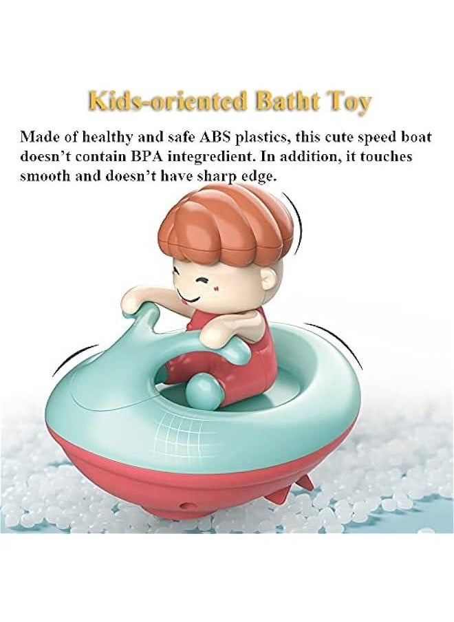 Windup Yacht Bath Toy, Funny Bathtub Speed Boat Toy Clockwork Ski Jet Ship Toy Speedboat Tub Toy Yacht Water Toy for Boys and Girls (2 in 1)