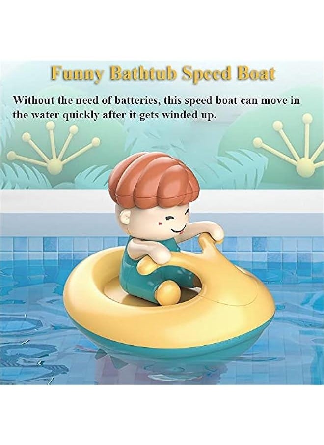Windup Yacht Bath Toy, Funny Bathtub Speed Boat Toy Clockwork Ski Jet Ship Toy Speedboat Tub Toy Yacht Water Toy for Boys and Girls (2 in 1)