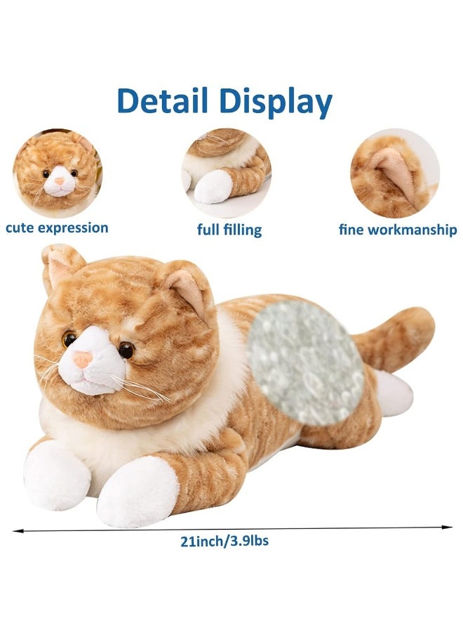 Cat Plush Toy Realistic Cat Weighted Plush Animals Pillow Cute Kitten Plush Toy 50CM