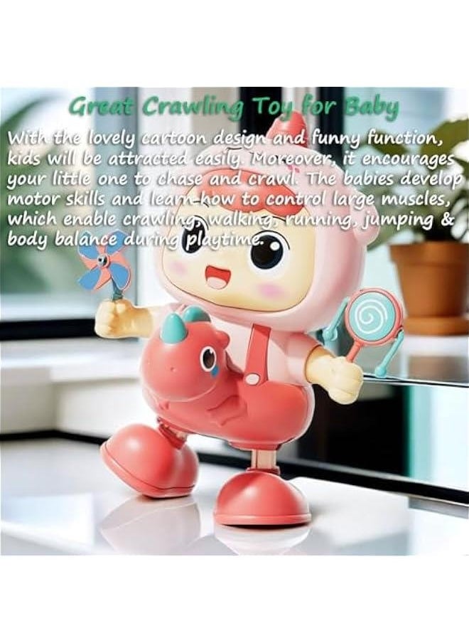 Dinosaur Musical Toy, Lovely Dancing Dinosaur Toy Baby Crawling Toy Robot Dancing Toy Dinosaur Music Toy for Boys and Girls with Dynamic Music| Legs Move Sideways| Body Twist (Girl)