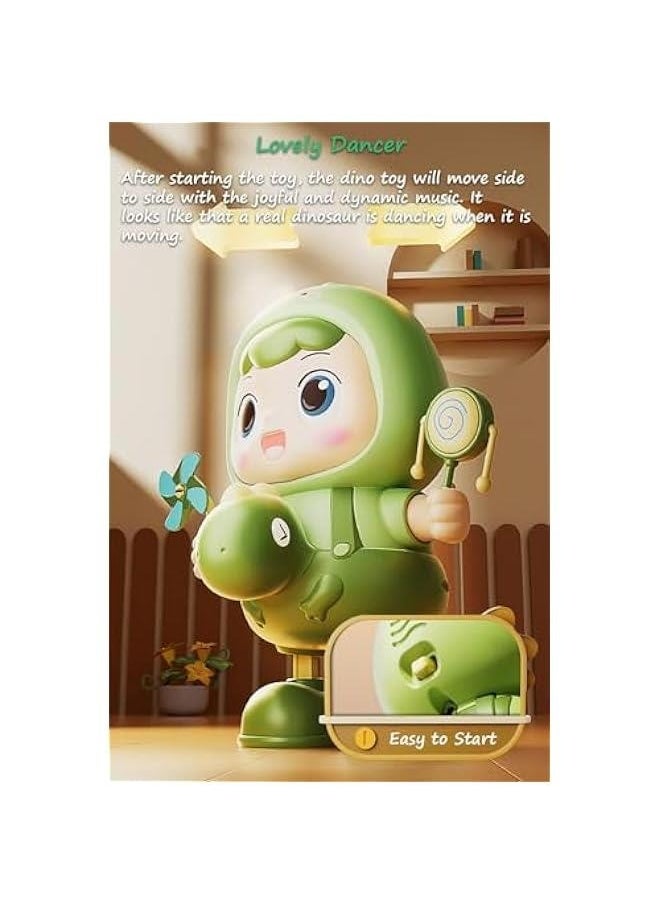 Dinosaur Musical Toy, Lovely Dancing Dinosaur Toy Baby Crawling Toy Robot Dancing Toy Dinosaur Music Toy for Boys and Girls with Dynamic Music| Legs Move Sideways| Body Twist (Girl)