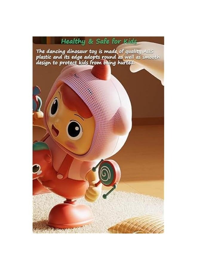 Dinosaur Musical Toy, Lovely Dancing Dinosaur Toy Baby Crawling Toy Robot Dancing Toy Dinosaur Music Toy for Boys and Girls with Dynamic Music| Legs Move Sideways| Body Twist (Girl)
