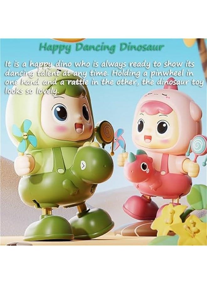 Dinosaur Musical Toy, Lovely Dancing Dinosaur Toy Baby Crawling Toy Robot Dancing Toy Dinosaur Music Toy for Boys and Girls with Dynamic Music| Legs Move Sideways| Body Twist (Girl)