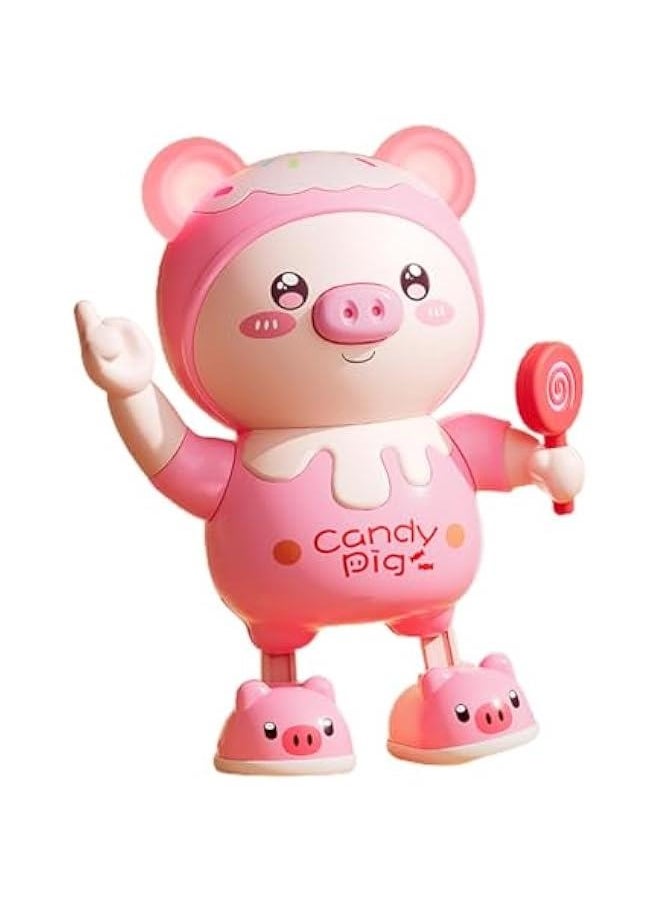Dancing Piglet Toy, Lovely Dancing Piggy Toy Electric Candy Pig Musical Toy Little Pig Musical Toy for Kids with Dynamic Music & Cool Lights| Legs Move Sideways| Body Twist (Pink)
