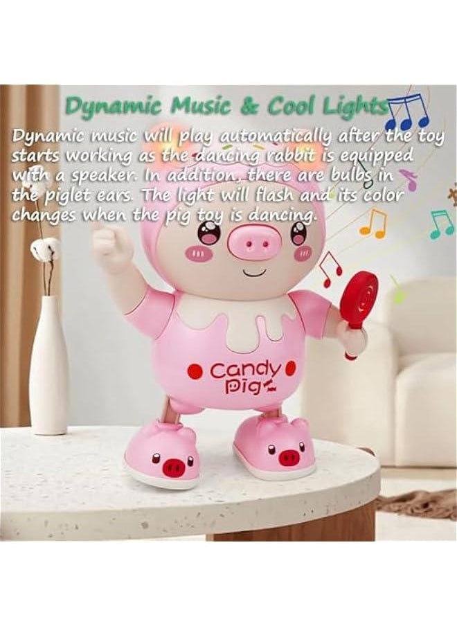 Dancing Piglet Toy, Lovely Dancing Piggy Toy Electric Candy Pig Musical Toy Little Pig Musical Toy for Kids with Dynamic Music & Cool Lights| Legs Move Sideways| Body Twist (Blue)