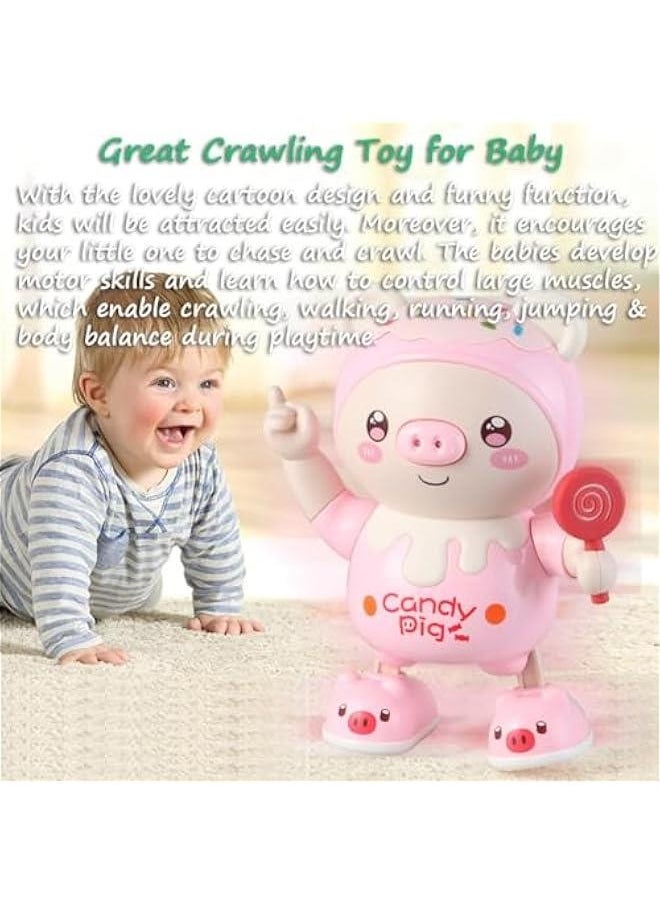 Dancing Piglet Toy, Lovely Dancing Piggy Toy Electric Candy Pig Musical Toy Little Pig Musical Toy for Kids with Dynamic Music & Cool Lights| Legs Move Sideways| Body Twist (Blue)