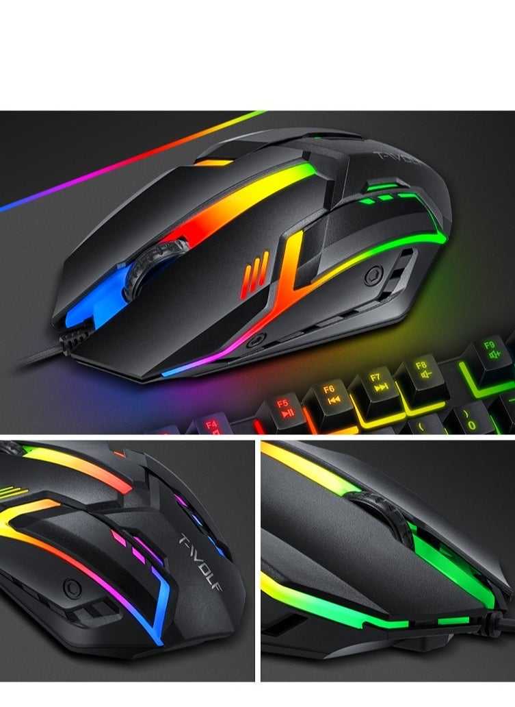 Game 4 IN 1 Set,Backlit Keyboard + Colorful Backlit Mouse + Large-Size Mousepad + Gaming Headset,Waterproof Rgb Color Suitable For Pc/Ps4/Xbox Gamers, Android Pubg Codm Genshin Diablo All Games