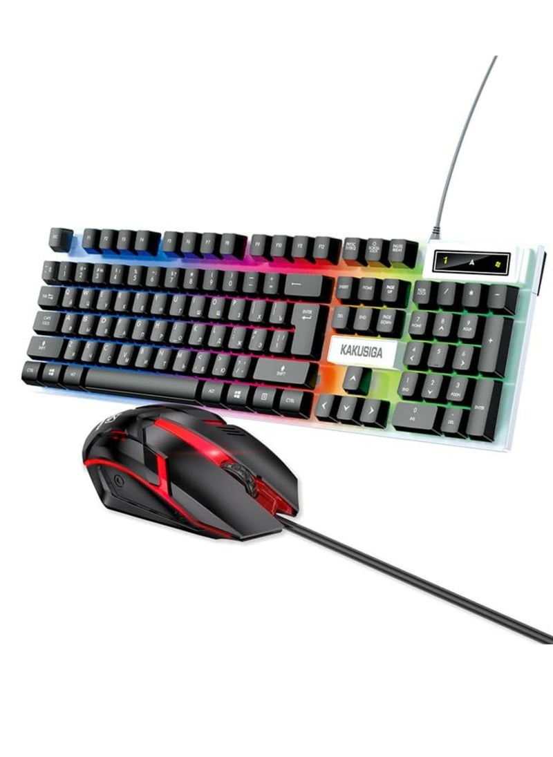 Ultra-Compact 103-Key RGB Gaming Keyboard & Mouse Combo – Hot-Swappable, Ergonomic Design, High DPI, Ideal for PC/Mac Gamers, Typists, and Travelers