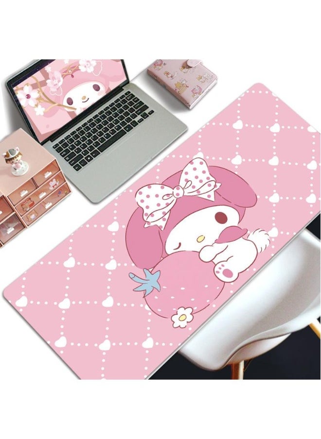My Melody Girls Gift Gaming Mouse Pad Extended Large Mat Desk Pad Stitched Edges Mousepad Long Mouse Pad And Non-Slip Rubber Base Mice Pad 800X300X4mm