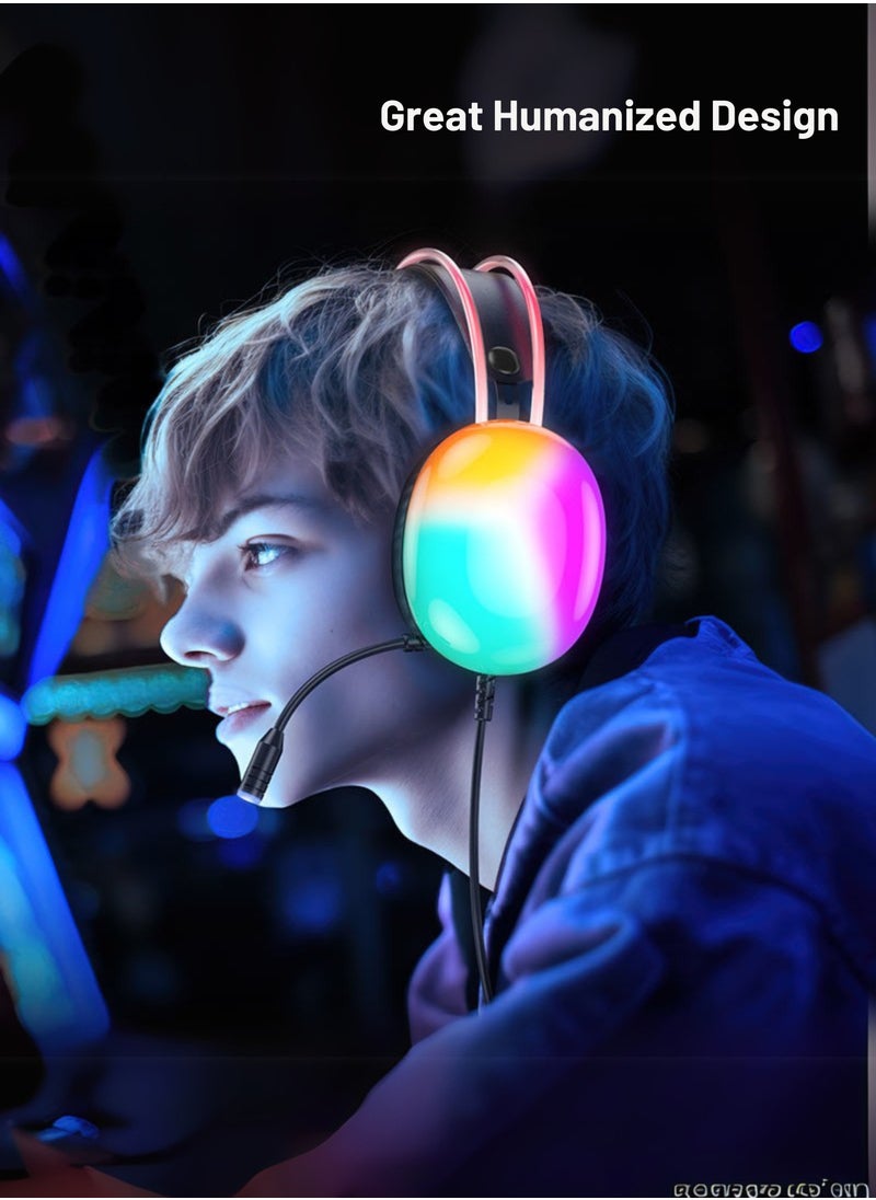 W109 Gaming Headset – Over-Ear Wired Gaming Headphones with Mic for PS4/PS5/Xbox One/Xbox Series X|S/Nintendo Switch/PC – Premium Leather Earcups