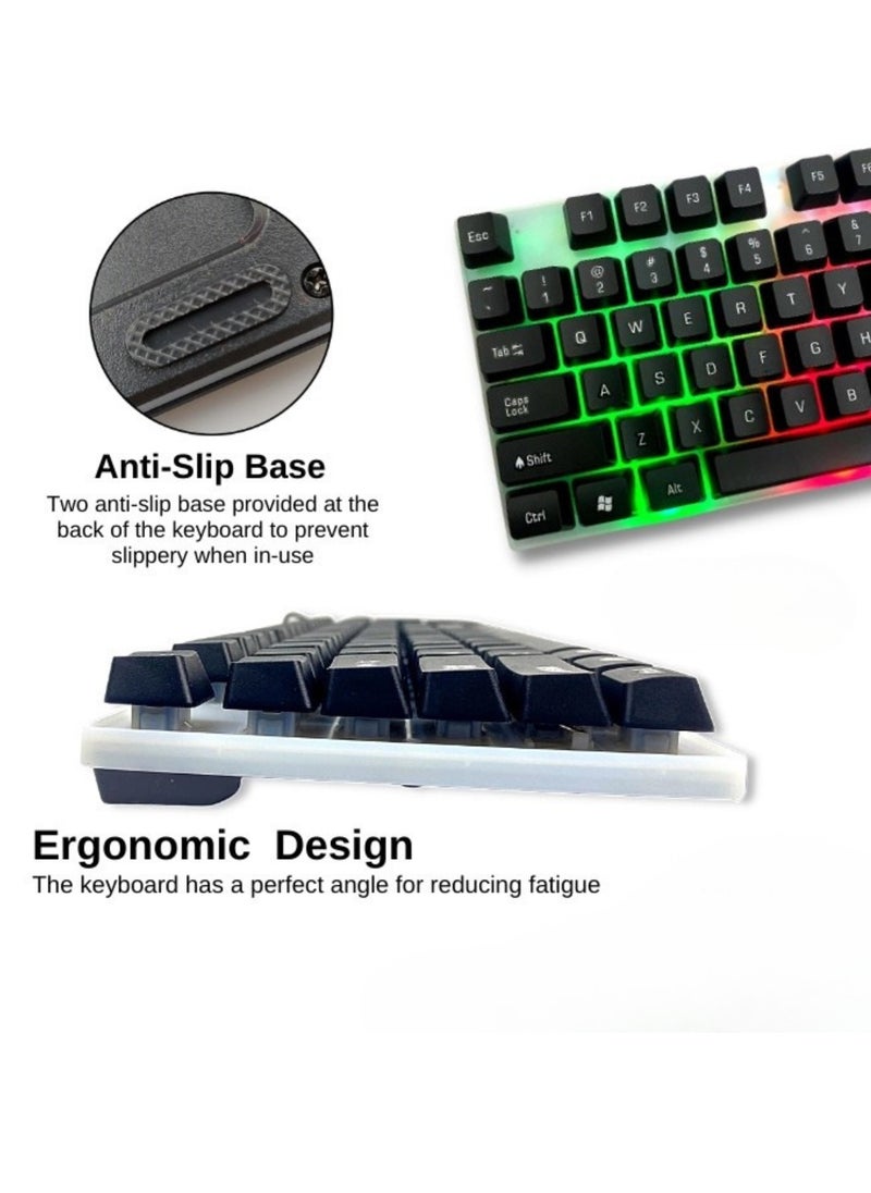 Wired RGB Gaming Keyboard & Mouse Combo – 104 Keys Mechanical Feel, Floating Keycaps, 8000 DPI Ultralight Mouse, Ergonomic Design, Ideal for PC Gamers & Typists
