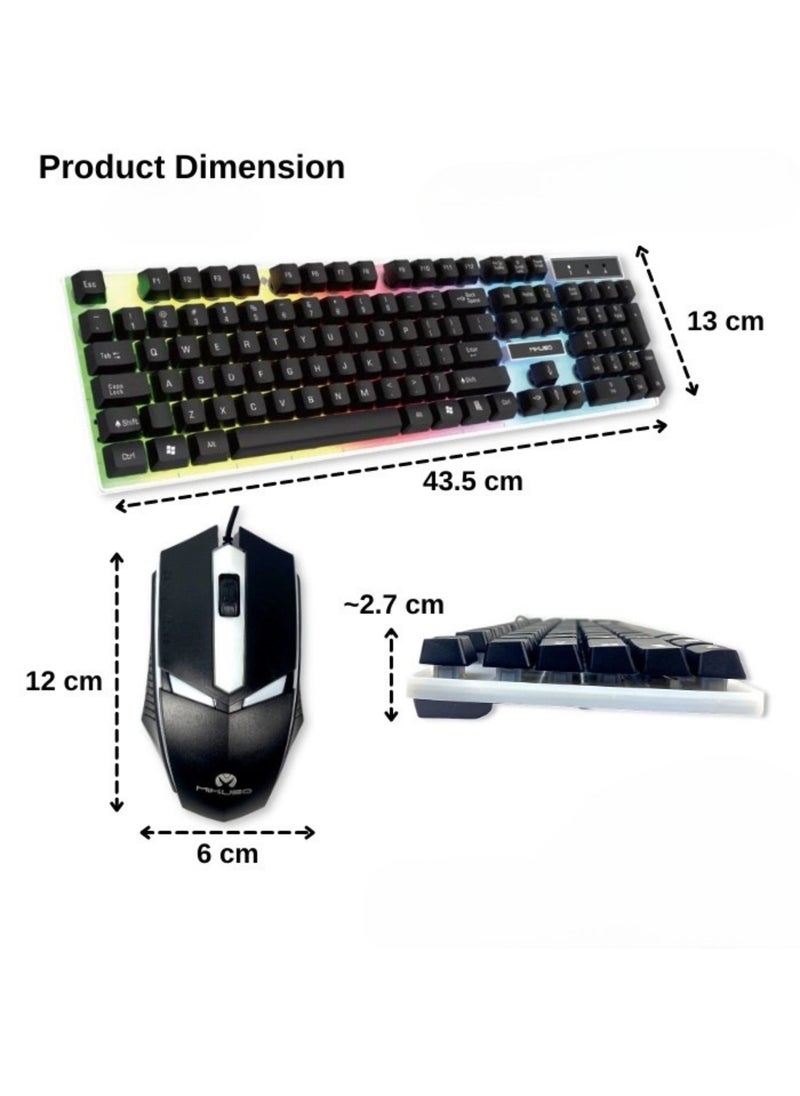 Wired RGB Gaming Keyboard & Mouse Combo – 104 Keys Mechanical Feel, Floating Keycaps, 8000 DPI Ultralight Mouse, Ergonomic Design, Ideal for PC Gamers & Typists