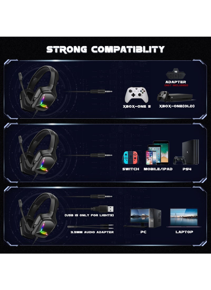 K20 3.5mm Stereo Gaming Headphones for PS4 – High-Quality Gaming Earphone with Clear Sound, Comfortable Fit, Noise Isolation, Adjustable Mic, Compatible with PS4, Xbox, PC, and Mobile