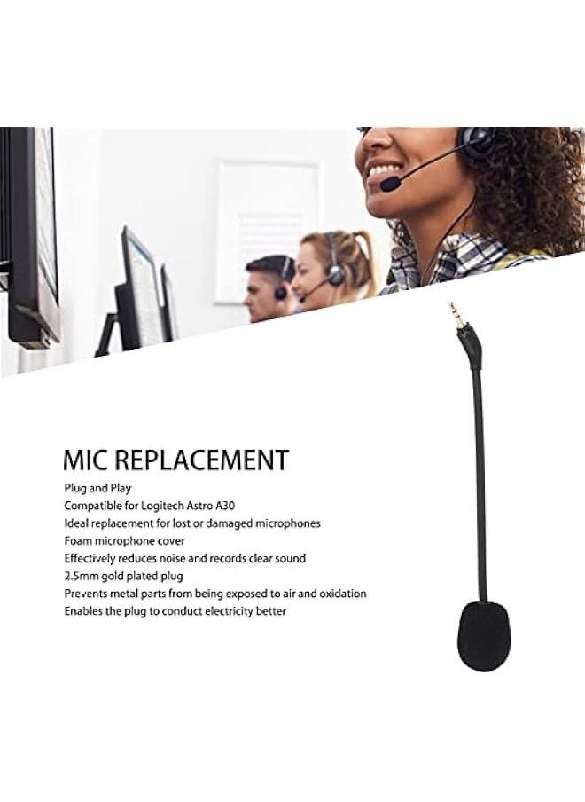 Game Mic Replacement for Logitech Astro, 2.5mm Detachable Plug and Play Microphone for Gaming Headsets, Noise Cancelling Design Rotatable Bendable Boom Microphone