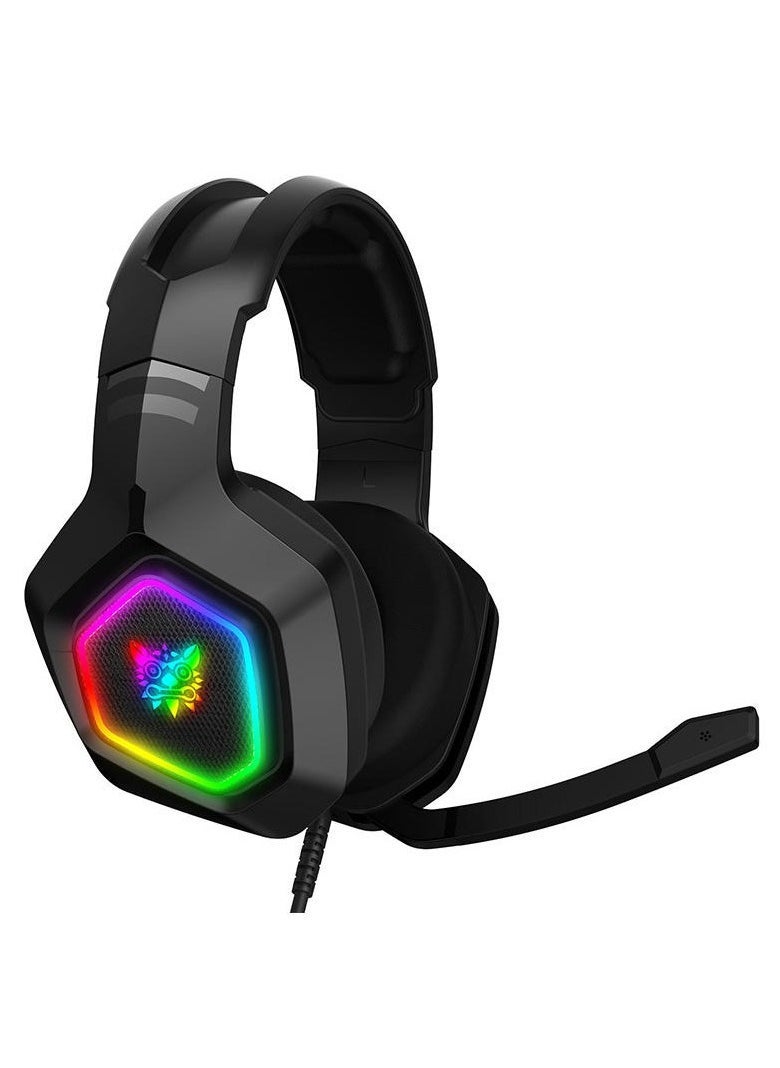 K10 Pro Gaming Headset with RGB Light – Surround Stereo Sound, Wired Headphones with Adjustable Mic, Comfortable Fit, Noise-Canceling, Compatible with PS4, Xbox One, PC, and Mobile Gaming