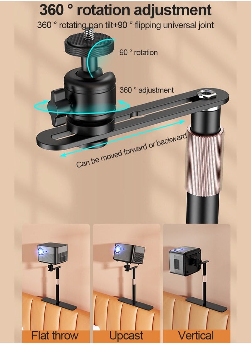 Alloy Projector Stand with 360 Degree Metal Gimbal for Desktop or Sofa Bed,25-37 cm Height Adjustable