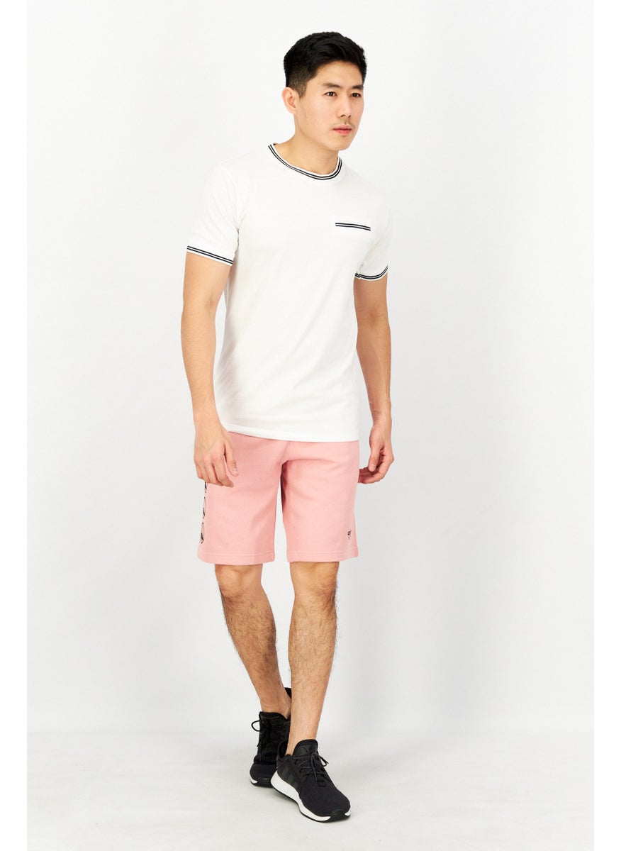 Men Sportswear Fit Brand Logo Training Shorts, Peach