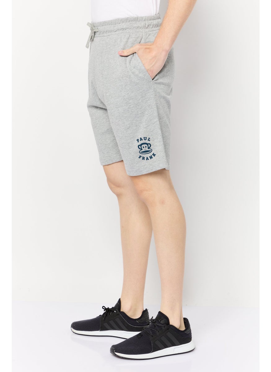 Men Graphic Print Basic Shorts, Grey