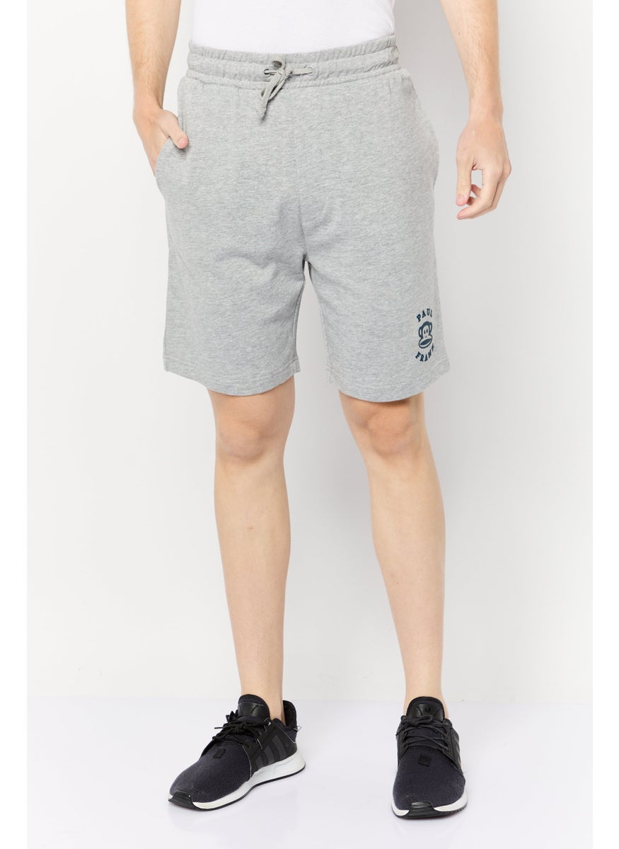 Men Graphic Print Basic Shorts, Grey