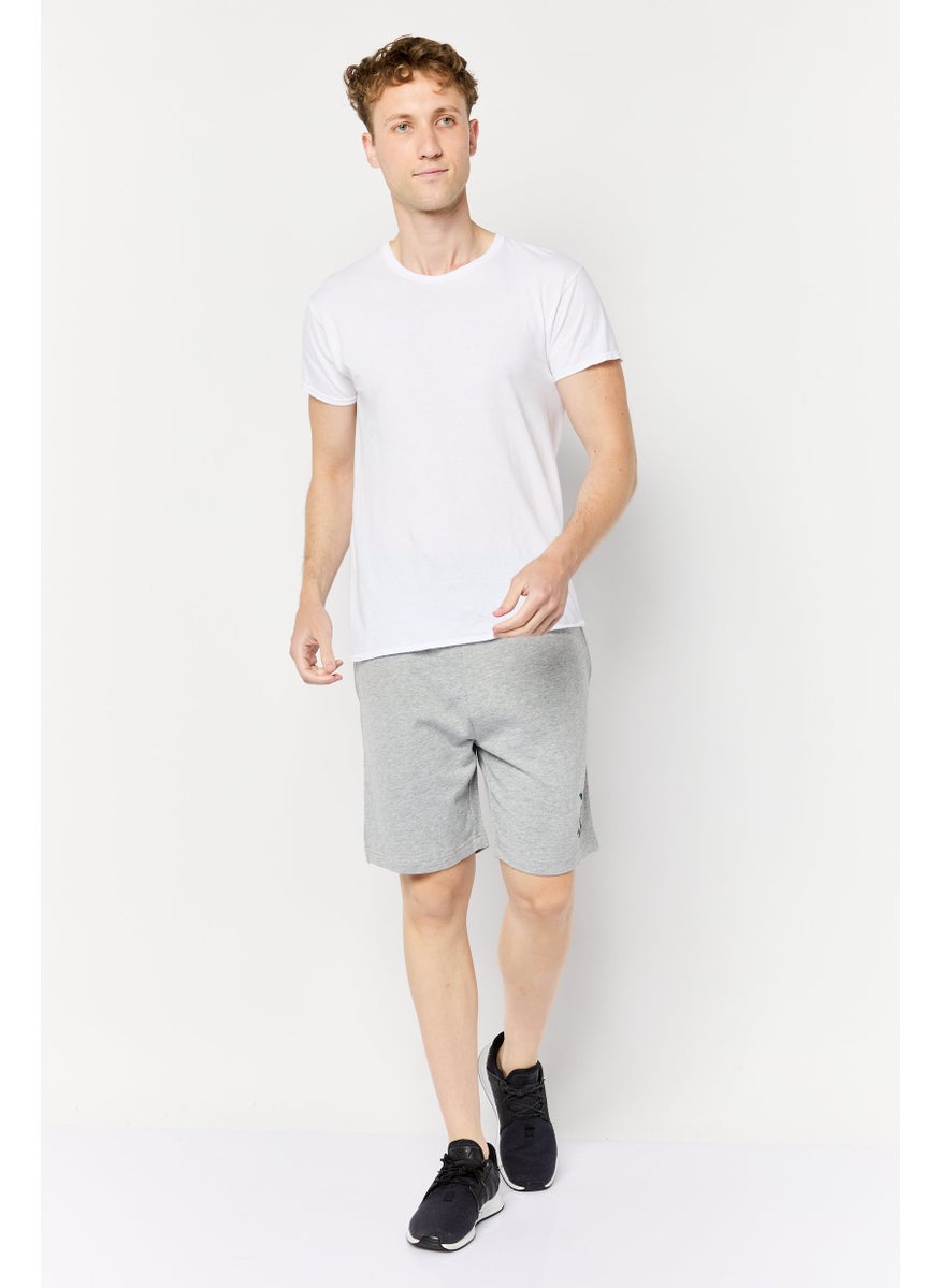 Men Graphic Print Basic Shorts, Grey