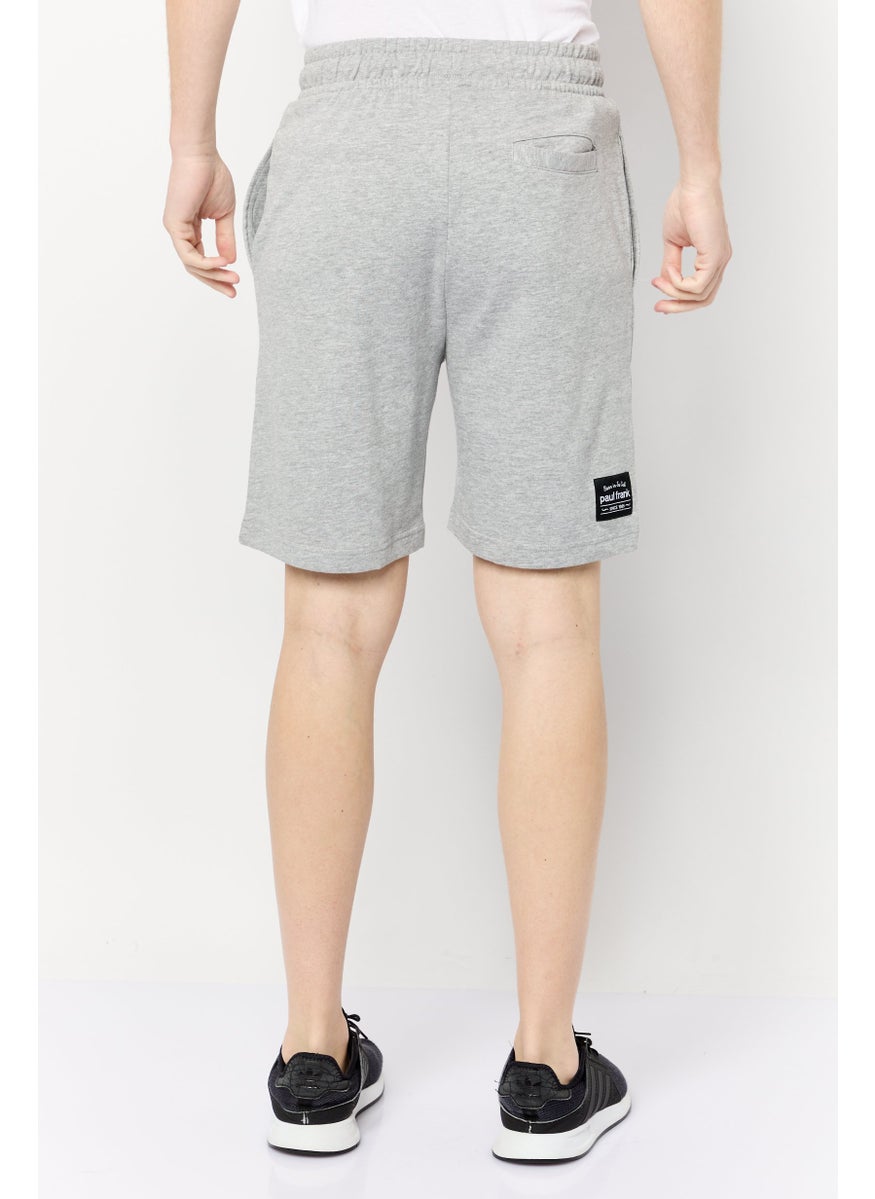 Men Graphic Print Basic Shorts, Grey