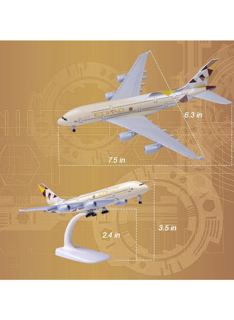 Model Airplane 1:300 Scale Model Etihad Airbus 380 Model Plane Metal Alloy Model for Gift and Decoration