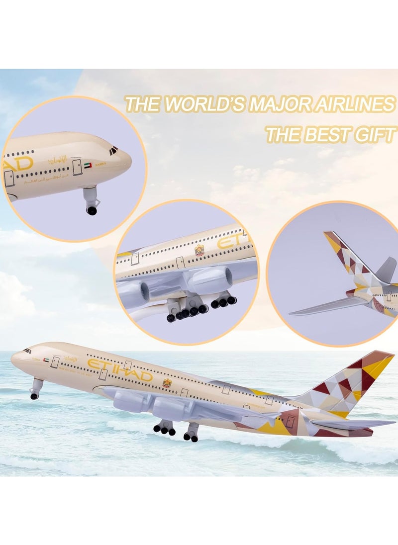 Model Airplane 1:300 Scale Model Etihad Airbus 380 Model Plane Metal Alloy Model for Gift and Decoration