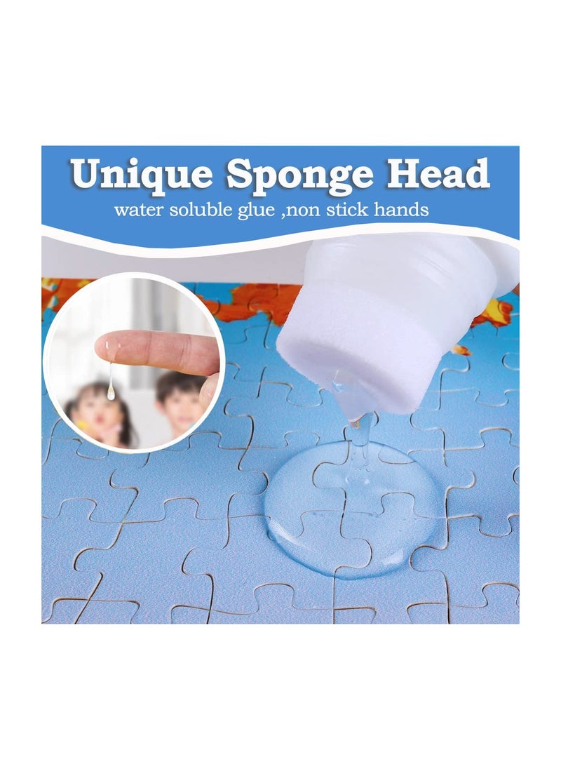 Clear Puzzle Glue with Sponge Applicator for Kids, Water-Soluble Craft Glue for 1000 to 3000 Piece Puzzles, 120ML