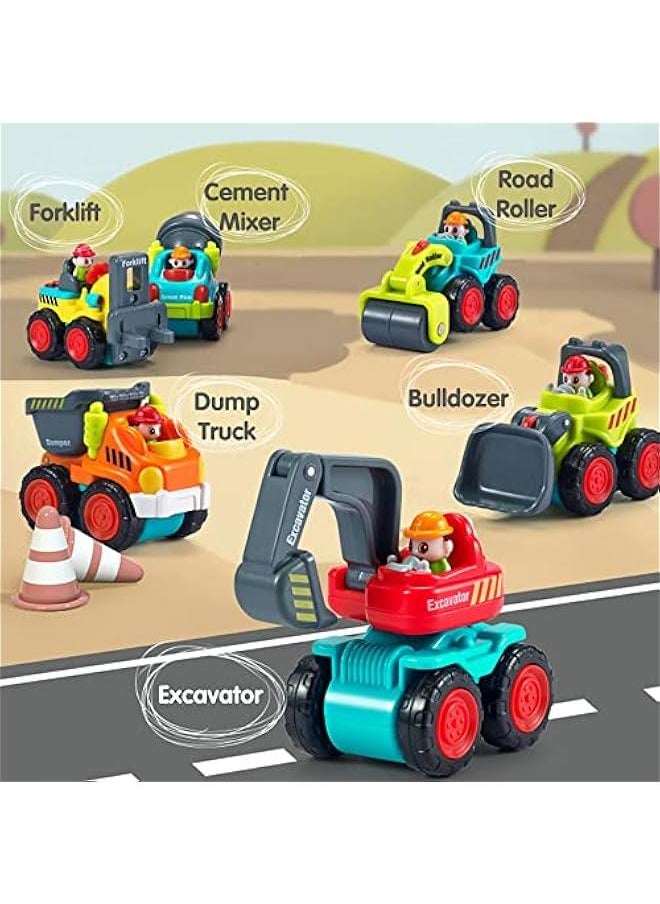 Toddler Construction Toy Trucks, Baby Mini Push Go Cars W/Playmat, Kid Pocket Construction Vehicle, Little Excavator Dump Bulldozer, Birthday Gifts for 6 9 12 18 Month 1 2 3 Year Old Boy