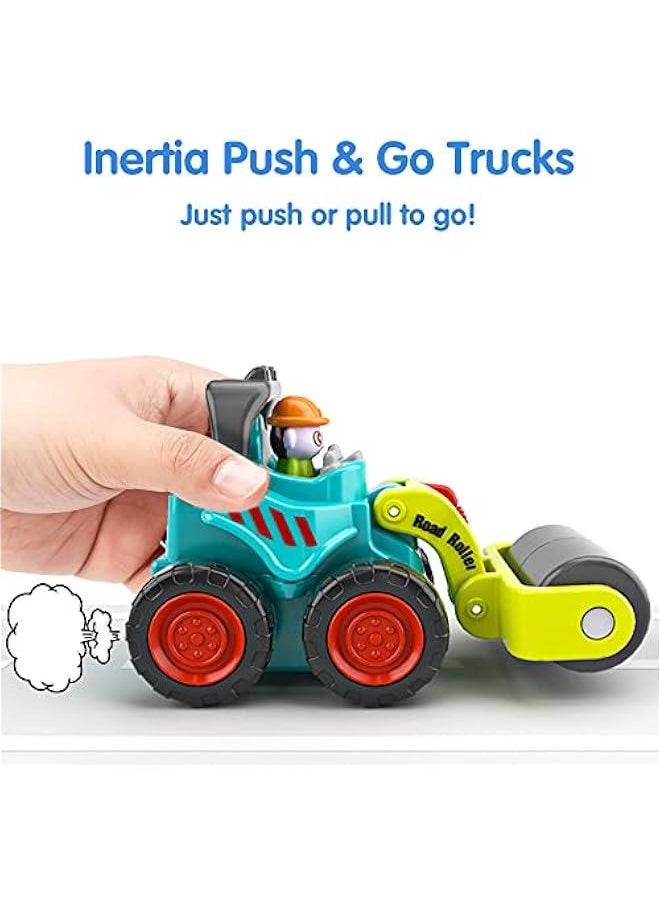 Toddler Construction Toy Trucks, Baby Mini Push Go Cars W/Playmat, Kid Pocket Construction Vehicle, Little Excavator Dump Bulldozer, Birthday Gifts for 6 9 12 18 Month 1 2 3 Year Old Boy