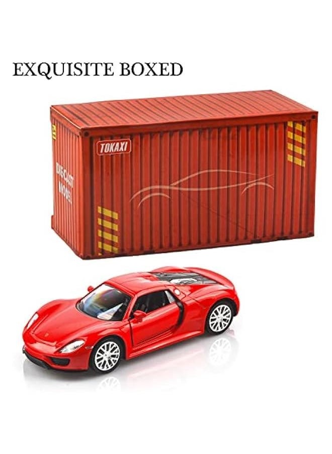 1/36 Scale Porsche 918 Spyde Diecast Model Cars,Pull Back Vehicles Porsche Toy Cars,Cars Gifts for Boys Girls (Red)