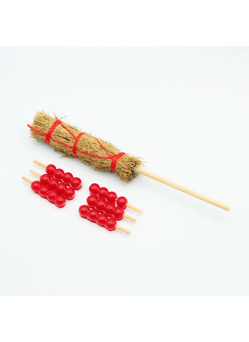 Miniature Candied Haws Stick Model for Dollhouse Sugar gourd x6 rod
