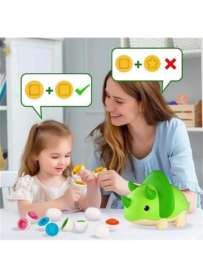Toddler Matching Eggs, Dinosaur Easter Egg Toy, Baby Learning Educational Shape Sorter Game, Fine Motor Montessori Birthday Easter Basket Gift 18 Month 2 3 4 Year Old Infant Boy Girl Kid